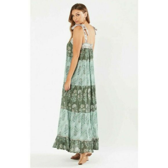TIGERLILY Margaux Green Cotton Tiered Floral Maxi Dress NWT RRP$319 - Picture 3 of 15